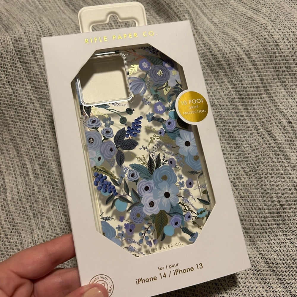 Rifle Paper Co IPhone 13/14 Case Clear Garden Party Blue Gold